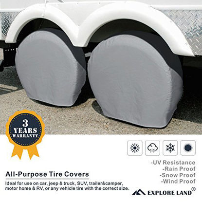 Picture of Explore Land Tire Covers 4 Pack - Tough Tire Wheel Protector For Truck, SUV, Trailer, Camper, RV - Universal Fits Tire Diameters 23-25.75 inches, Charcoal