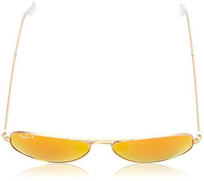 Picture of Ray-Ban unisex adult Rb3025 Classic Polarized Sunglasses, Matte Gold/Brown/Orange Mirror Polarized, 58 mm US