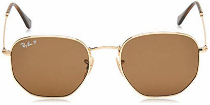 Picture of Ray-Ban Unisex-Adult RB3548N Flat Lens Sunglasses, Gold/Polarized Crystal Brown, 51 mm