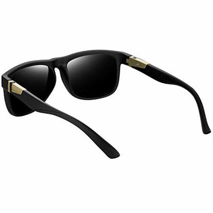 Picture of Joopin Polarized Sunglasses for Men Women Square Sun Glasses UV Blocking (Matte Black Retro)