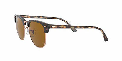 Picture of Ray-Ban RB 3016 Clubmaster Square Sunglasses, Black On Black/Brown, 49 mm