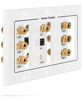 Picture of Fosmon HD8006 3-Gang 7.1 Surround Distribution Home Theater Gold Plated Copper Banana Binding Post Coupler Type Wall Plate for 7 Speakers, 1 RCA Jack for Subwoofer & 1 HDMI Port