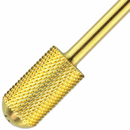Picture of USA Pana 3/32" Safety Nail Carbide - Smooth Round Top Large Barrel Head for Electric Dremel Drill Machine - Grit Size: (4XC, 3XC, 2XC, XC, C, M, F, XF) (Fine (F) GOLD)
