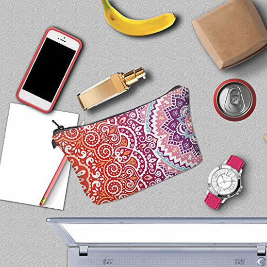 Picture of Cosmetic Bag for Women,Deanfun Mandala Flowers Waterproof Makeup Bags Roomy Toiletry Pouch Travel Accessories Gifts (51391)