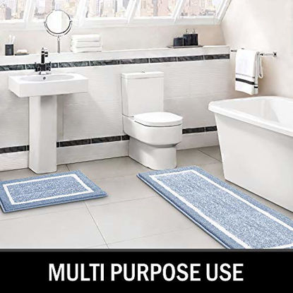  Color&Geometry Gray Bathroom Rugs - Absorbent, Non