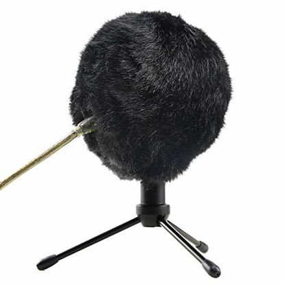Picture of YOUSHARES Furry Windscreen Muff - Customized Pop Filter for Microphone, Deadcat Windshield Wind Cover for Improve Blue Snowball iCE Mic Audio Quality (Black)