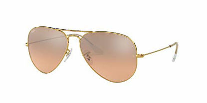 Picture of Ray-Ban Unisex-Adult RB3025 Classic Sunglasses, Gold/Pink Mirror Gradient, 58 mm