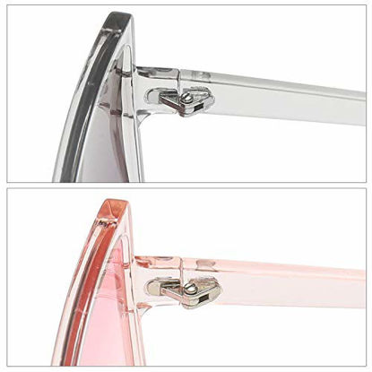 Picture of GRFISIA Square Oversized Sunglasses for Women Men Flat Top Fashion Shades (2PCS-clear gray-clear pink, 2.56)