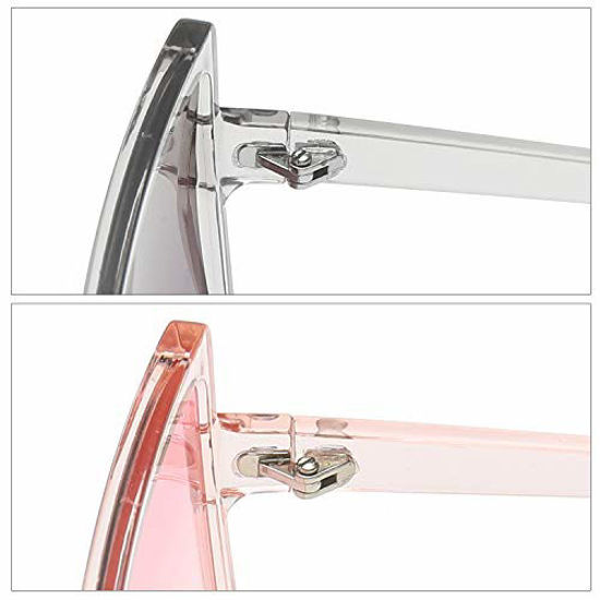 Picture of GRFISIA Square Oversized Sunglasses for Women Men Flat Top Fashion Shades (2PCS-clear gray-clear pink, 2.56)