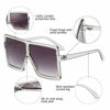Picture of GRFISIA Square Oversized Sunglasses for Women Men Flat Top Fashion Shades (2PCS-clear gray-clear pink, 2.56)