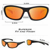 Picture of KastKing Hiwassee Polarized Sport Sunglasses for Men and Women, Matte Black Frame,Amber Base Scarlet Mirror