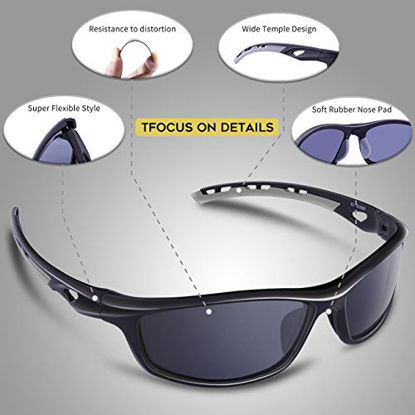 Picture of RIVBOS Polarized Sports Sunglasses Driving Sun Glasses shades for Men Women Tr 90 Unbreakable Frame for Cycling Baseball Running Rb833 833-black& grey