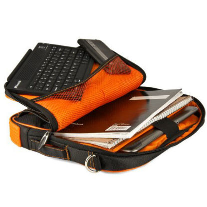 Picture of 10" to 12 Inch Orange Black Travel Laptop Messenger Bag for Microsoft Surface Pro X 13, Pro 7, 6, 5 12.3, Go 10.1