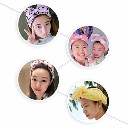 Picture of Shintop Sweet Super Soft Caroset Polka Dots Wash Cosmetic Headband Hairlace (Light Blue Polka dots)