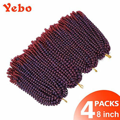Picture of 4 pack spring twist crochet braiding hair Ombre Colors Synthetic Hair Extension (Dark Light wine)