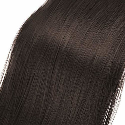 Picture of BARSDAR 28 inch Ponytail Extension Long Straight Wrap Around Clip in Synthetic Fiber Hair for Women - Dark Brown