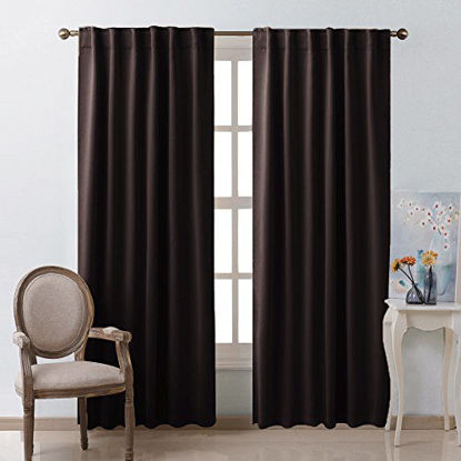 Picture of NICETOWN Window Curtains Blackout Drapery Panels - (Toffee Brown Color) 52 inches x 95 Inch, 2 Panels, Blackout Drapes/Curtains for Sliding Glass Door
