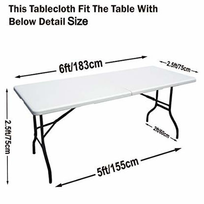 Picture of ABCCANOPY Spandex Tablecloths for 6 ft Home Rectangular Table Fitted Stretch Table Cover Polyester Tablecover Table Toppers