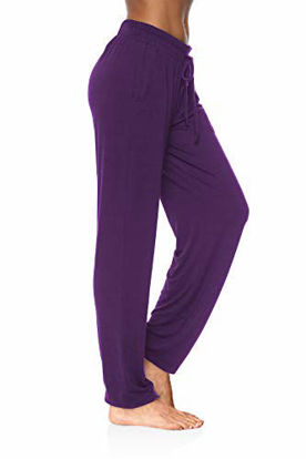 Picture of DIBAOLONG Womens Yoga Pants Wide Leg Comfy Drawstring Loose Straight Lounge Running Workout Legging Purple L