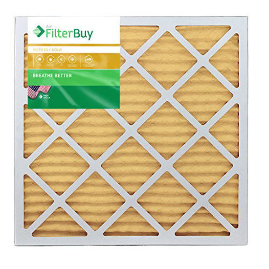 Picture of FilterBuy 20x21.5x1 MERV 11 Pleated AC Furnace Air Filter, (Pack of 2 Filters), 20x21.5x1 - Gold
