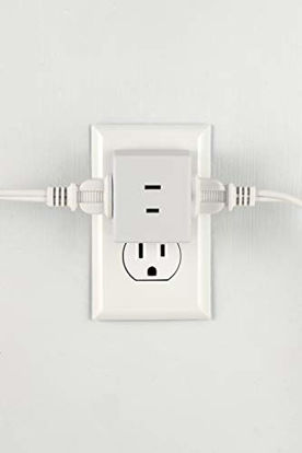 Picture of GE, White, Polarized 3-Outlet Wall Tap, Extra-Wide Spaced Adapter, 2 Prong, Splitter, UL Listed, 58560, 1 Pack