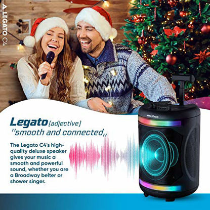 Picture of Portable Karaoke Machine for Adults and Kids Powerful Bluetooth Audio Speakers with Vibrant LED Lights and Plug-in Microphone. Best Christmas & Birthday Gift for Boys & Girls (Legato, C4 Black)