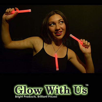 Picture of Glow Sticks Bulk Wholesale, 100 6 Industrial Grade Red Light Sticks. Bright Color, Glow 12-14 Hrs, Safety Glow Stick with 3-Year Shelf Life, GlowWithUs Brand