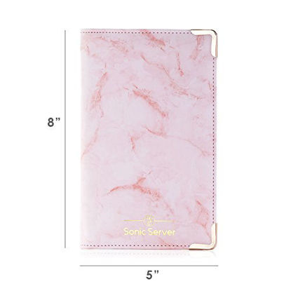 Money Multiple Colors 9 Pockets includes Zipper Pouch with Pen Holder Sonic Server Marble Style Deluxe Server Book for Restaurant Waiter Waitress Waitstaff Holds Guest Checks Red Order Pad