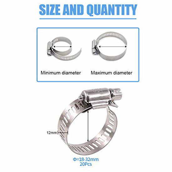 18-32mm Adjustable Stainless Steel Worm Gear Hose Clamps