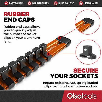 Picture of Olsa Tools 1/4-Inch Drive Aluminum Socket Organizer | Premium Quality Socket Holder (Orange)