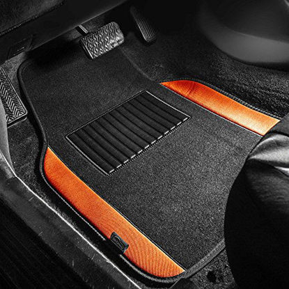 Picture of FH Group F14407ORANGE Premium Full Set Carpet Floor Mat (Sedan and SUV with Driver Heel Pad Orange)