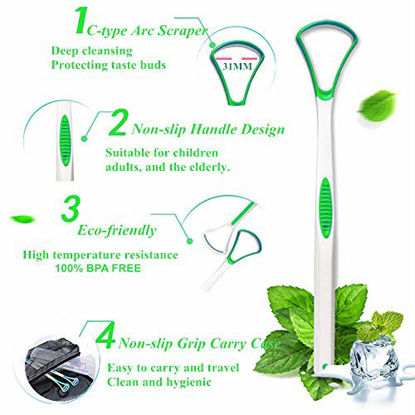 Picture of Tongue Scraper Cleaner 100% BPA Free Tongue Scrapers with Travel Handy Case for Healthy Oral Care, Easy to Use, Help Fight Bad Breath (6 PACK)