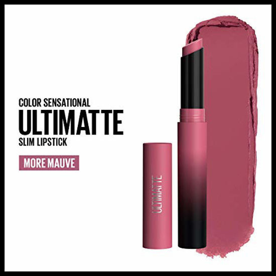 Picture of Maybelline Color Sensational Ultimatte Lipstick, Lightweight Comfortable Lip Color, Intense Color Pigment, Soft Powder, Matte Slim Lipstick, More Mauve, 0.06 oz.