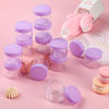 Picture of 20 Pieces Round Pot Jars Plastic Cosmetic Containers Set with Lid for Liquid Creams Sample, 20 ml/ 0.7 oz (Purple Lid)