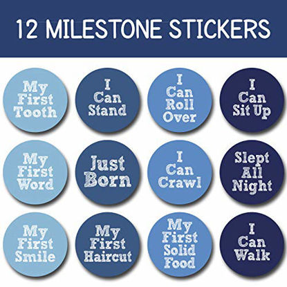Picture of Baby Monthly Milestone Stickers Boy - Baby Milestone Stickers Boy - Baby Monthly Stickers Boy - Baby Month Stickers for Baby Boy - Baby Months of The Year Stickers - Newborn Monthly Baby Stickers