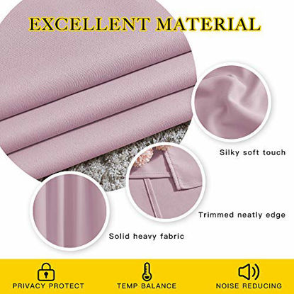 Picture of NICETOWN Bedroom Curtains Room Darkening Draperies - Room Darkening Drapes/Panels for Bedroom, Grommet Top 2-Pack, Lavender Pink, 52 x 54 inches Long, Thermal Insulated, Privacy Assured