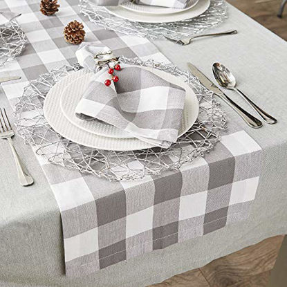 Picture of DII Buffalo Check Collection Classic Tabletop, Table Runner, 14x72, Gray & White