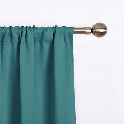 Picture of NICETOWN Window Curtains Blackout Drapes - Thermal Insulated Solid Rod Pocket Blackout Curtains/Draperies for Living Room (Sea Teal, One Pair, 42 by 45-Inch)