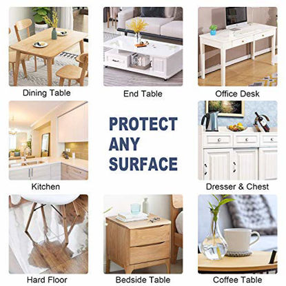 Picture of OstepDecor Custom 78 x 38 Inch Clear Table Cover Protector, 1.5mm Thick Table Protector for Dining Room Table, Clear Plastic Tablecloth Protector, Clear Table Cloth Table Pad for Kitchen Wood Grain