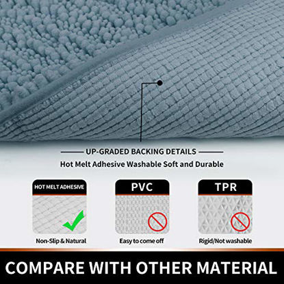Picture of Yimobra Original Luxury Chenille Bath Mat, 55.1 x 24 Inches, Soft Shaggy and Comfortable, Large Size, Super Absorbent and Thick, Non-Slip, Machine Washable, Perfect for Bathroom, Denim Blue