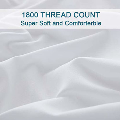 Picture of Bed Sheets Set Microfiber 1800 Thread Count Percale Super Soft and Comforterble 16 Inch Deep Pockets Wrinkle Fade and Hypoallergenic - 4 Piece - 4 Piece (California King, White)