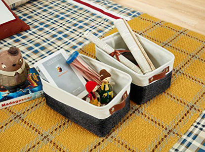 Picture of DECOMOMO Foldable Storage Bin Collapsible Sturdy Cationic Fabric Storage Basket Cube W/Handles for Organizing Shelf Nursery Home Closet (Grey and White, Large - 15 x 11 x 9.5 - 4 Pack)
