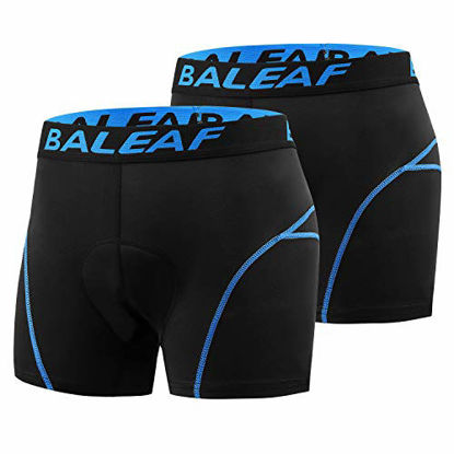 Picture of BALEAF Men's Bike Cycling Underwear Shorts 3D Padded Bicycle MTB Liner Shorts 2 Pack (Blue, S)