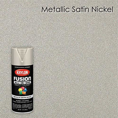 Picture of Krylon K02772007 Fusion All-In-One Spray Paint for Indoor/Outdoor Use, Metallic Satin Nickel