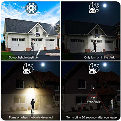 Picture of Solar Lights Outdoor, AmeriTop 128 LED 800LM Wireless LED Solar Motion Sensor Lights Outdoor; 3 Adjustable Heads, 270° Wide Angle Illumination, IP65 Waterproof, Security LED Flood Light (Warm White)