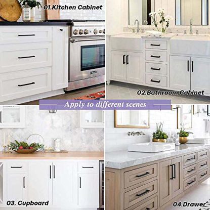 Picture of 2Pack Goldenwarm Black Square Bar Cabinet Pull Drawer Handle Stainless Steel Modern Hardware for Kitchen and Bathroom Cabinets Cupboard,Center to Center 6-1/4in(160mm) Kitchen Cupboard Handles