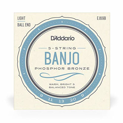 Picture of D'Addario EJ69B Phosphor Bronze 5-String Ball-End Banjo Strings, Light, 9-20