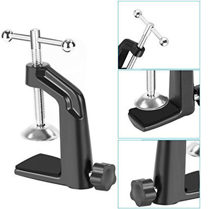 Picture of Neewer Metal Table Mounting Clamp for Microphone Suspension Boom Scissor Arm Stand Holder with an Adjustable Positioning Screw, Fits up to 2.2 inches/5.6 centimeters Desktop Thickness (Black)