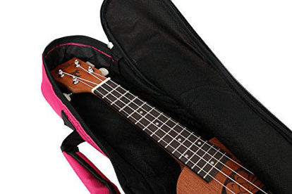 Picture of HOT SEAL Waterproof Durable Colorful Ukulele Case Bag with Storage (26in, Rose Pink)