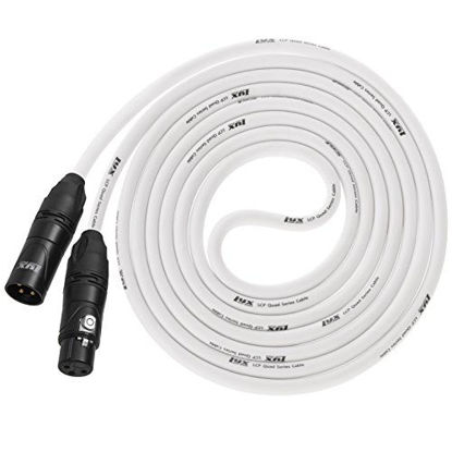 Picture of LyxPro 25 Feet XLR Microphone Cable Balanced Male to Female 3 Pin Mic Cord for Powered Speakers Audio Interface Professional Pro Audio Performance and Recording Devices - White